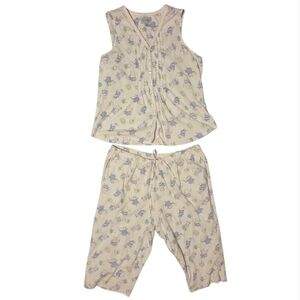 Lanz Of Salzburg 2 Piece Matching Set Sleeveless Tank Pull On Capri Pant Medium